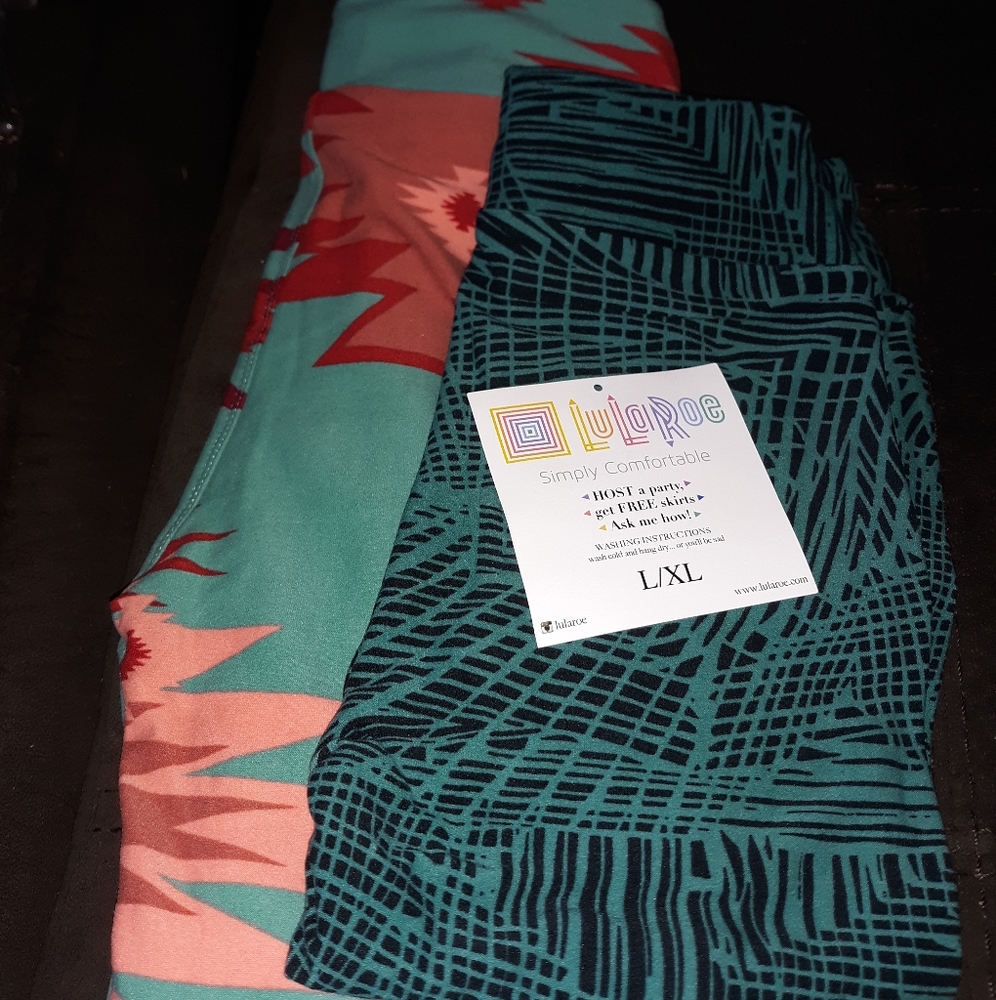 2 pairs kids Lularoe Leggings L XL